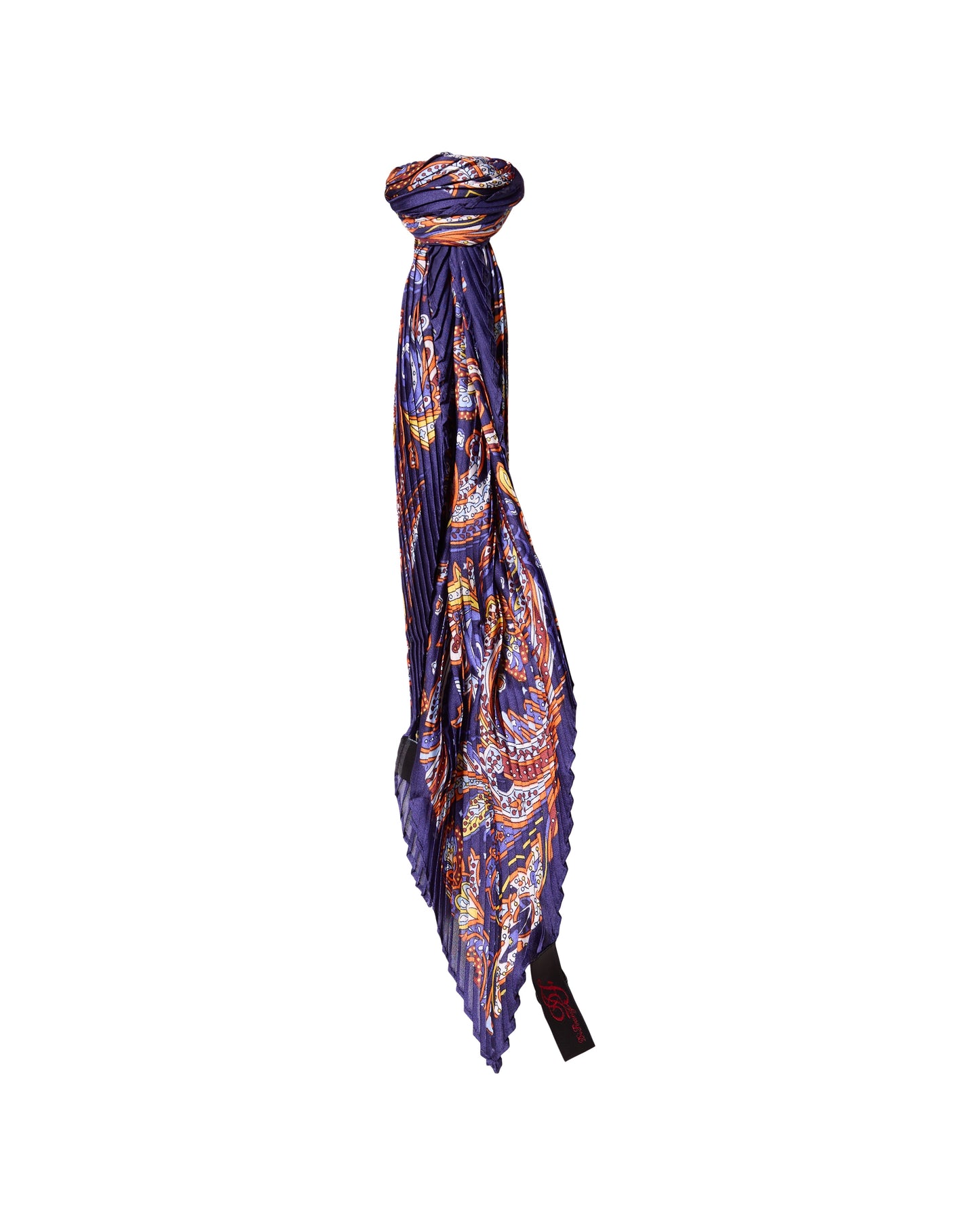 Navy Paisley Square Crinkle Decorative Scarf