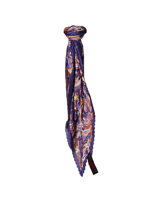 Navy Paisley Square Crinkle Decorative Scarf