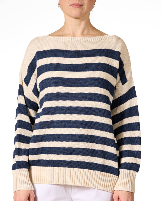 Midnight Boat Neck Stripe Sweater