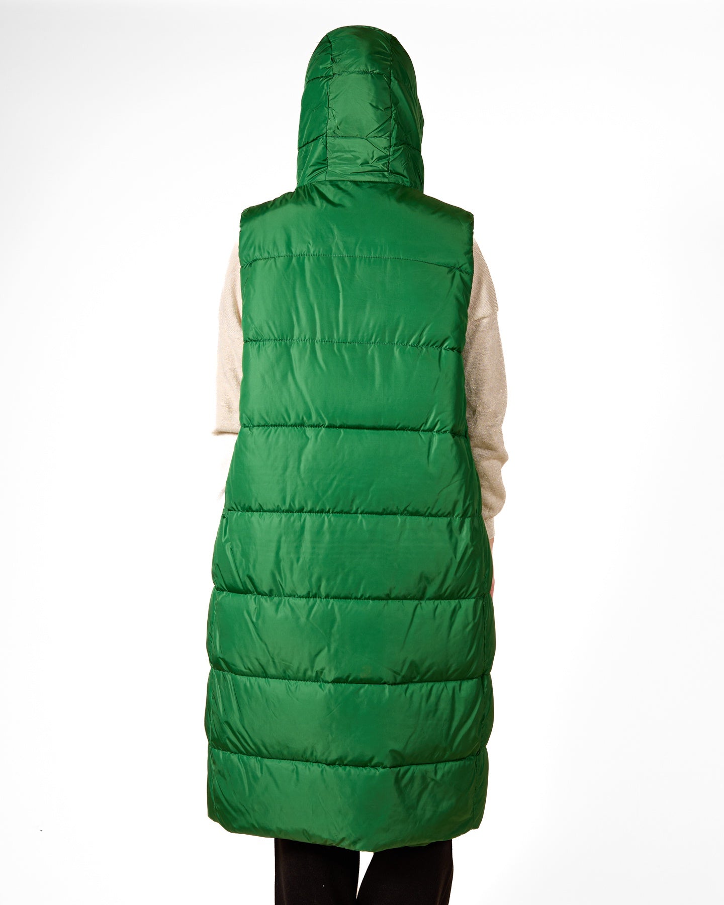 Classic Green Hooded Longline Puffer Vest