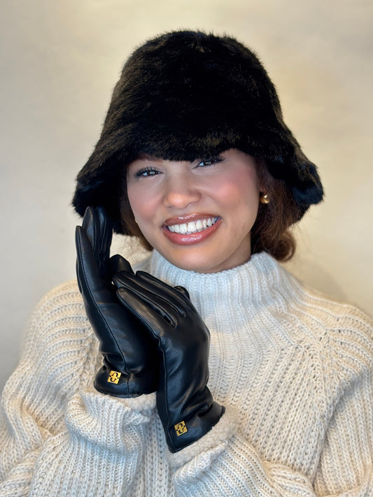 Petal Edge Faux Fur Bucket Hat