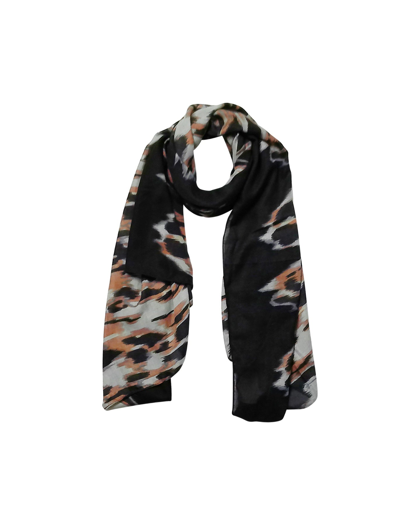 Ikat Print Scarf Orange & Black