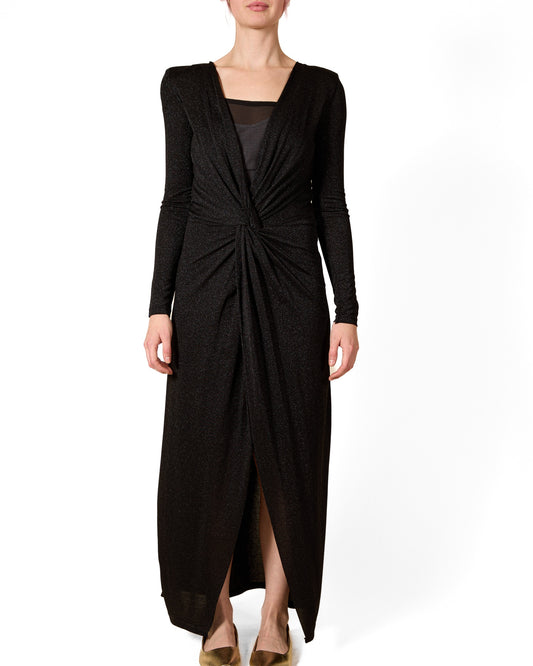 Ebony L/S Twist front V Neck Maxi Dress