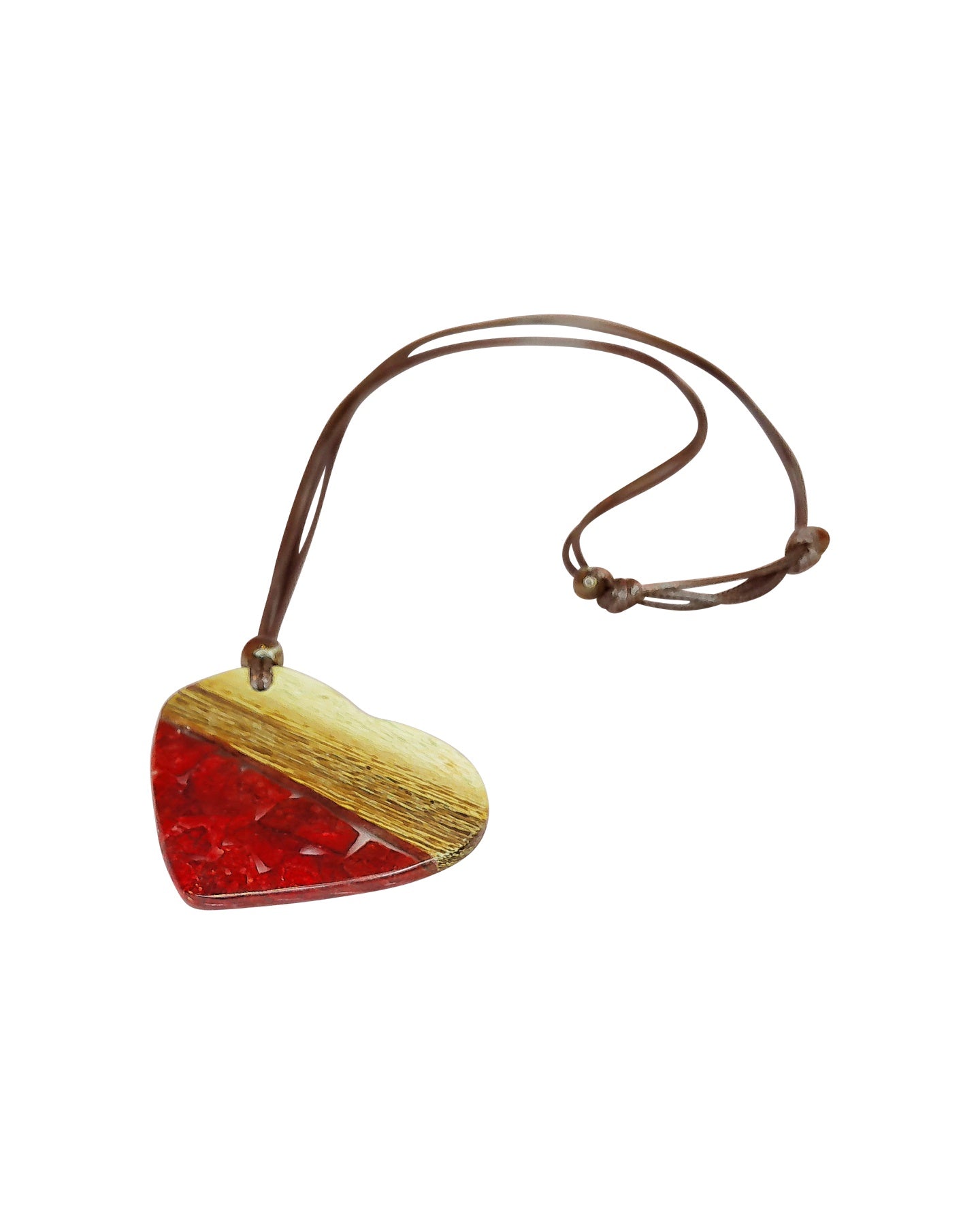 Resin Heart Pendant Red Necklace