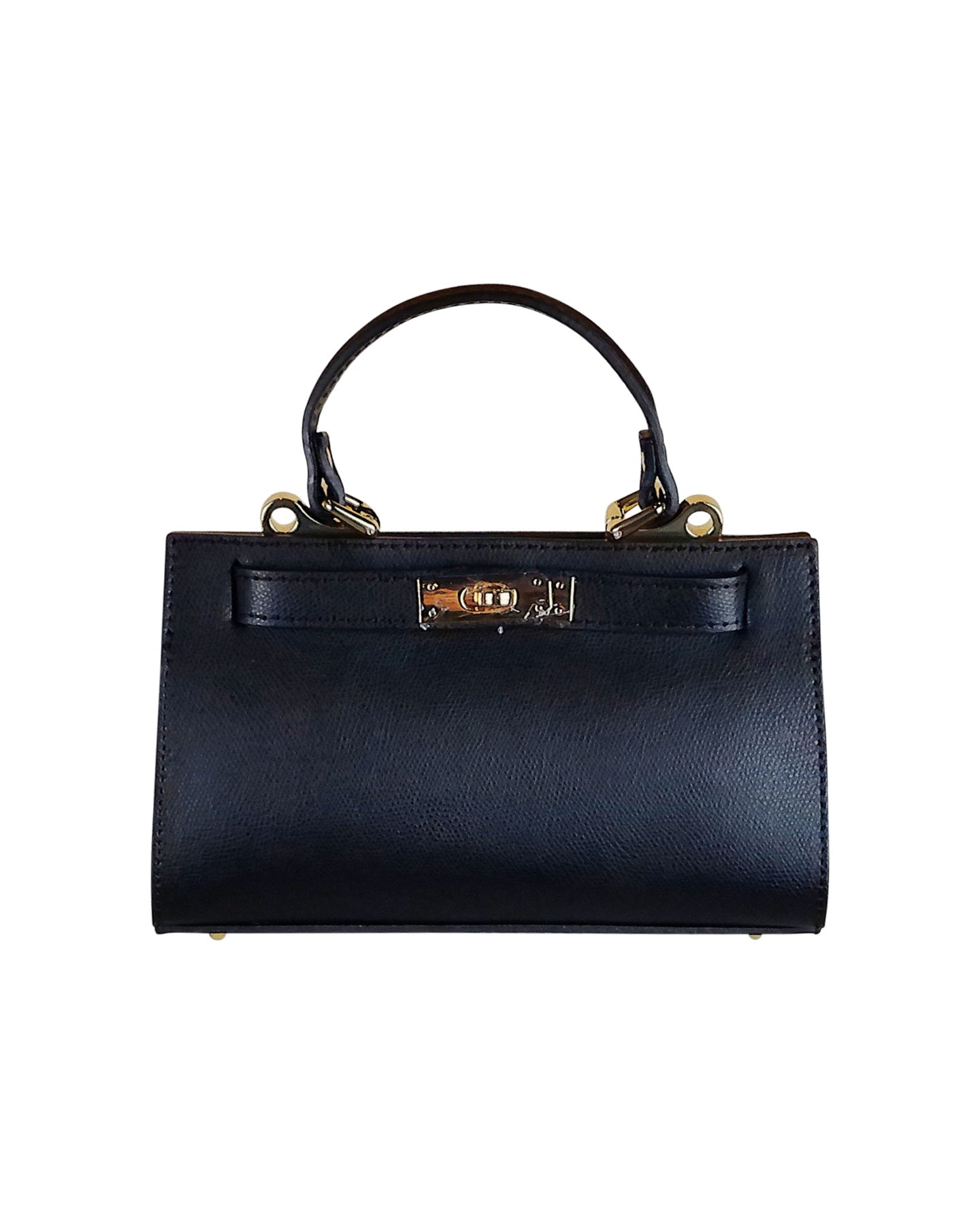 Black Leather Top Handle Bag