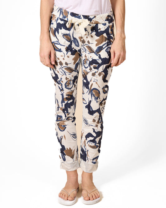 White Floral Print Pant