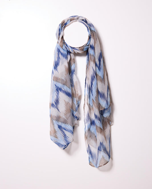 Blue Combo Abstract Chevron Scarf