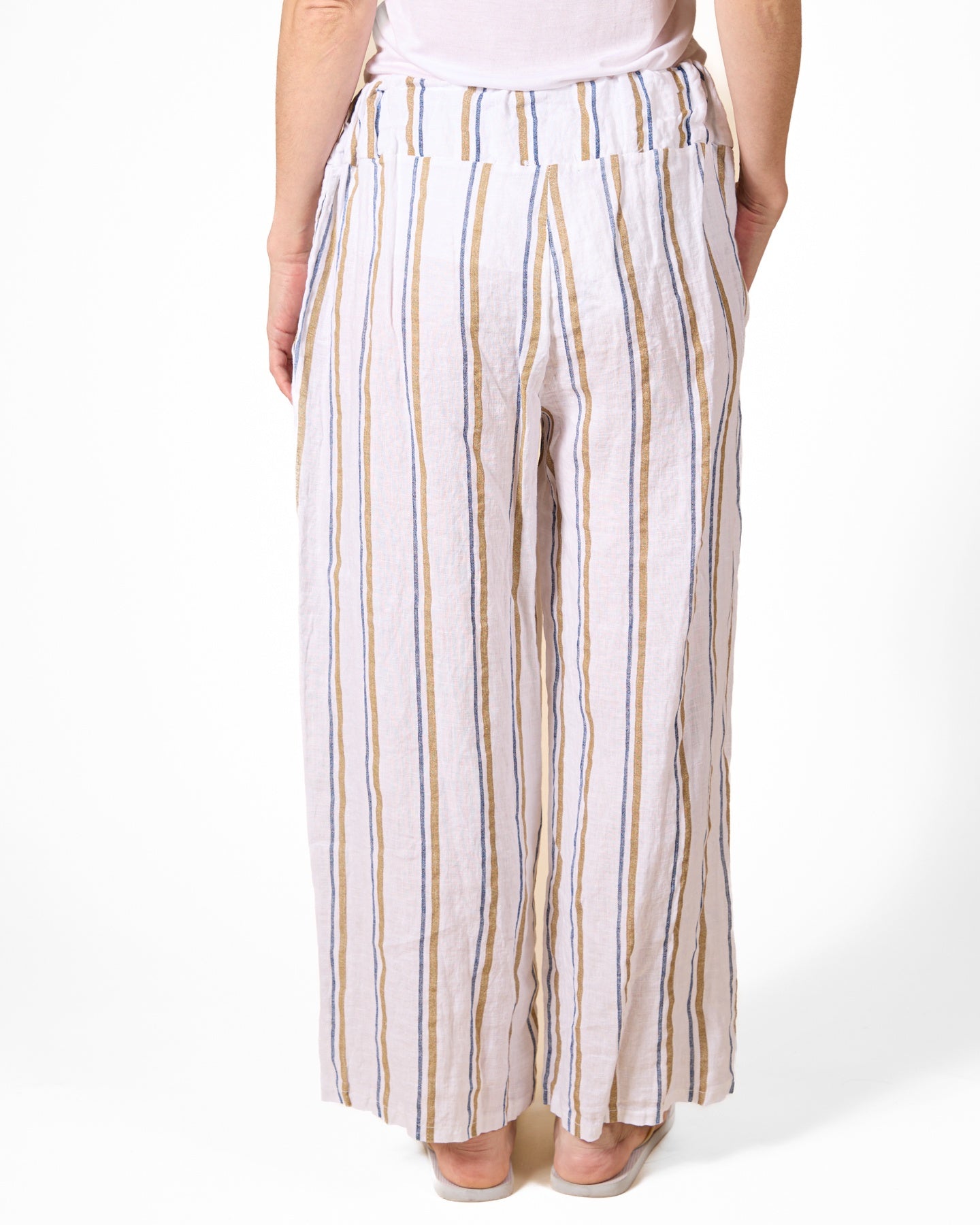 White Pull-On Stripe Pants