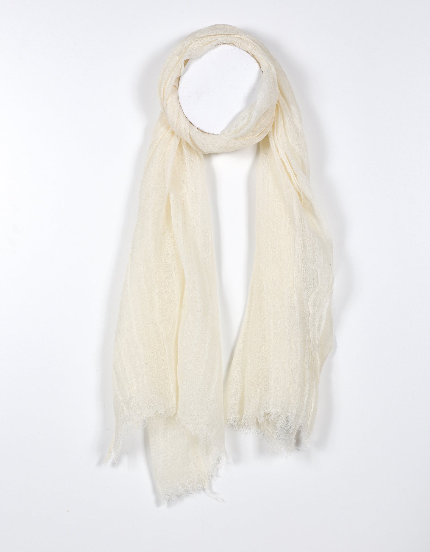 Beige Sheer Scarf with Frayed Edges