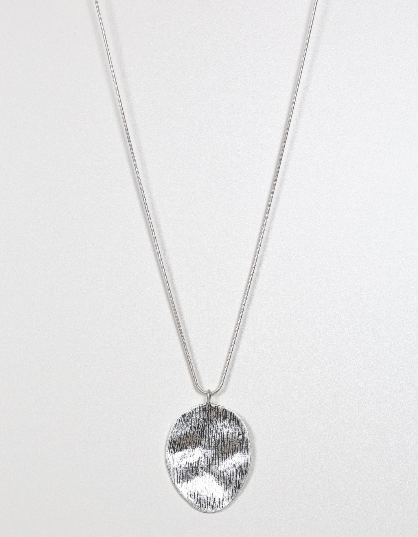 Silver Cord Necklace with Hammered Heart Pendant