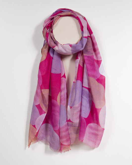 Fuchsia Scarf with Abstract Circular Patterns