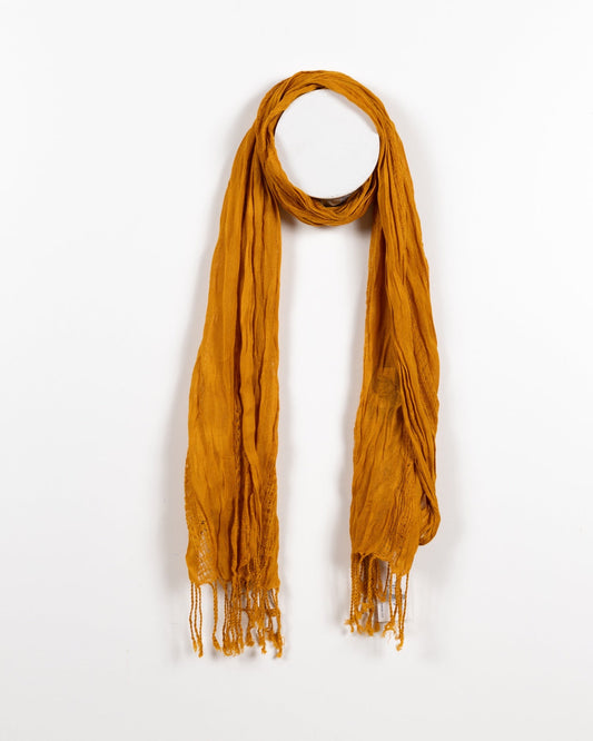 Lightweight Sunshine Yellow Crinkle Solid Color Scarf