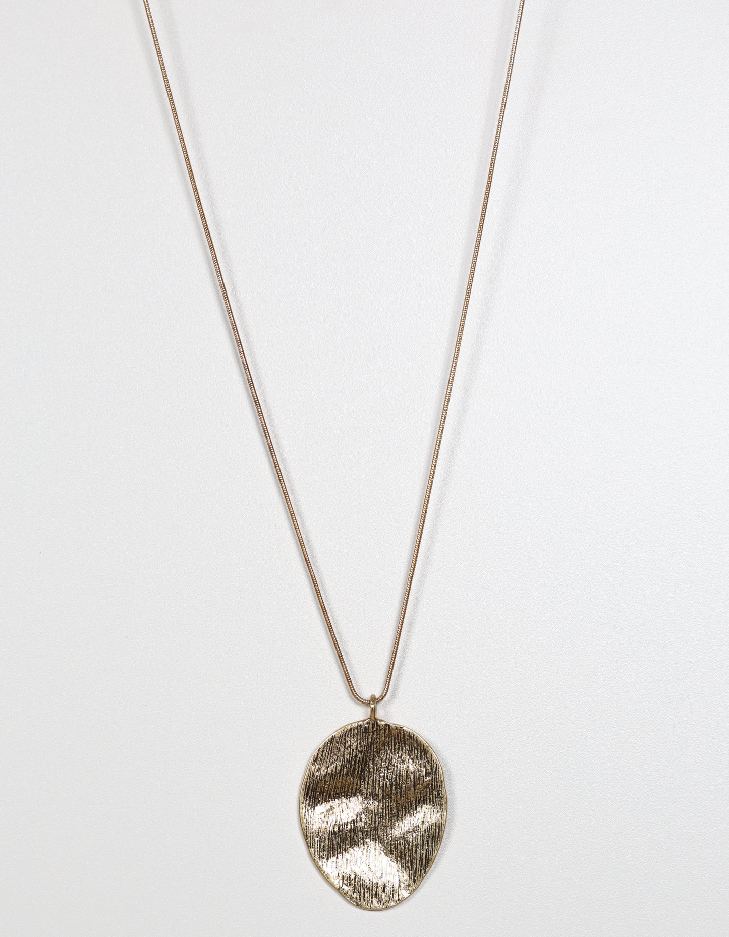 Gold Cord Necklace with Hammered Heart Pendant