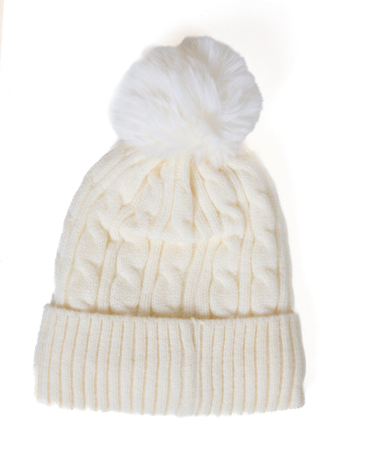 Classic Ivory Cable Knit Beanie