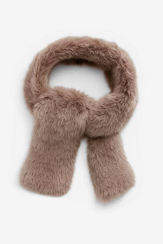 Taupe Vegan Fur Scarf
