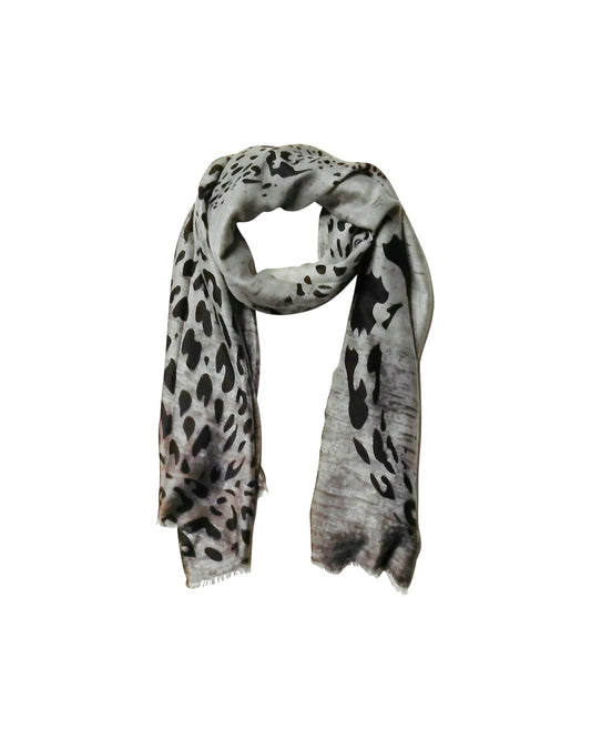 Grey Leopard Pattern Scarf