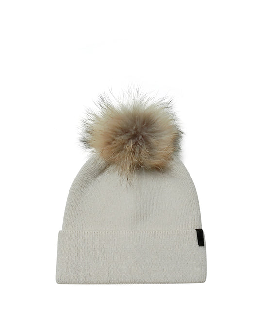 Ivory Beanie with Pom-Pom