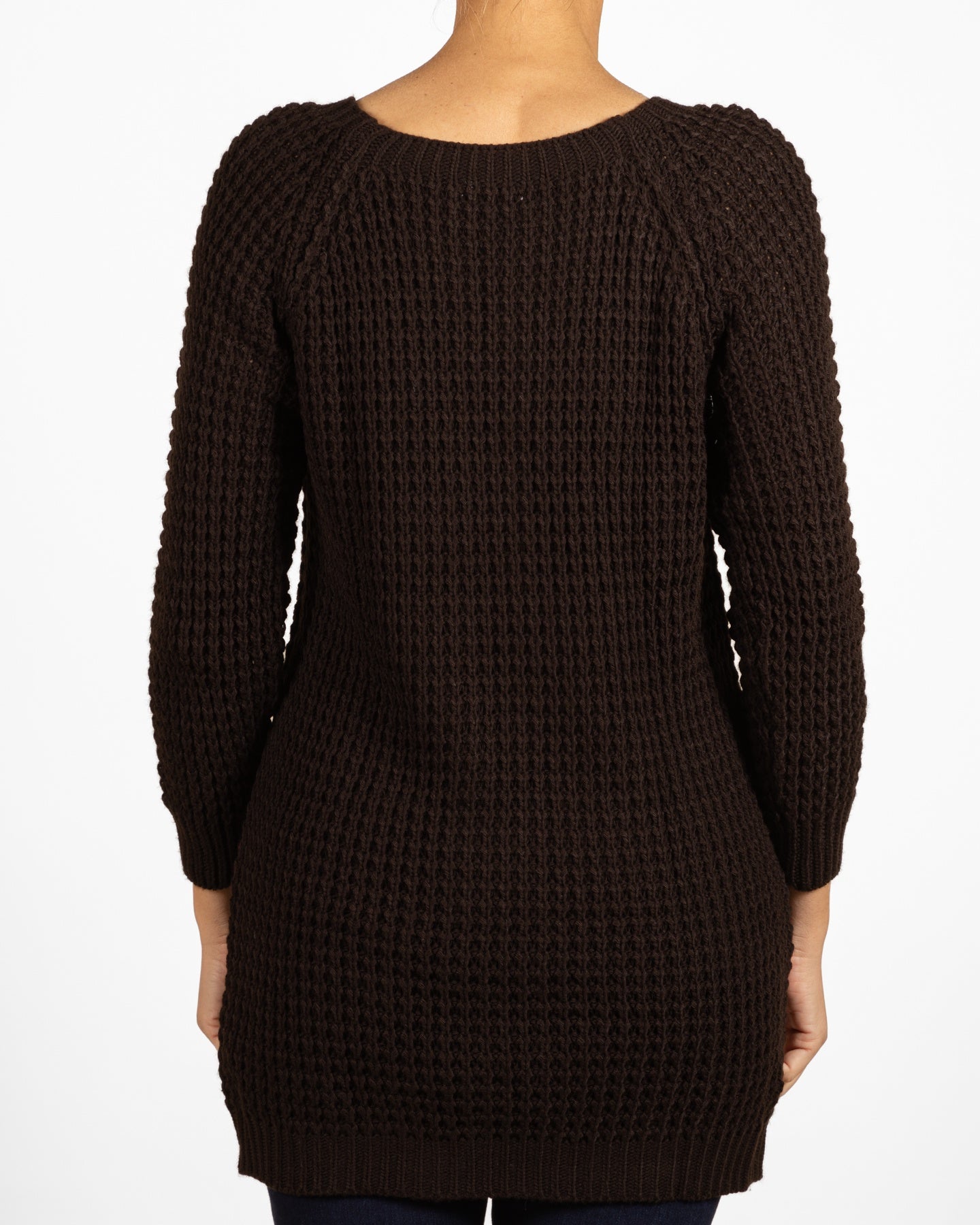 Espresso Drop Shoulder HONEYCOMB Tunic Sweater