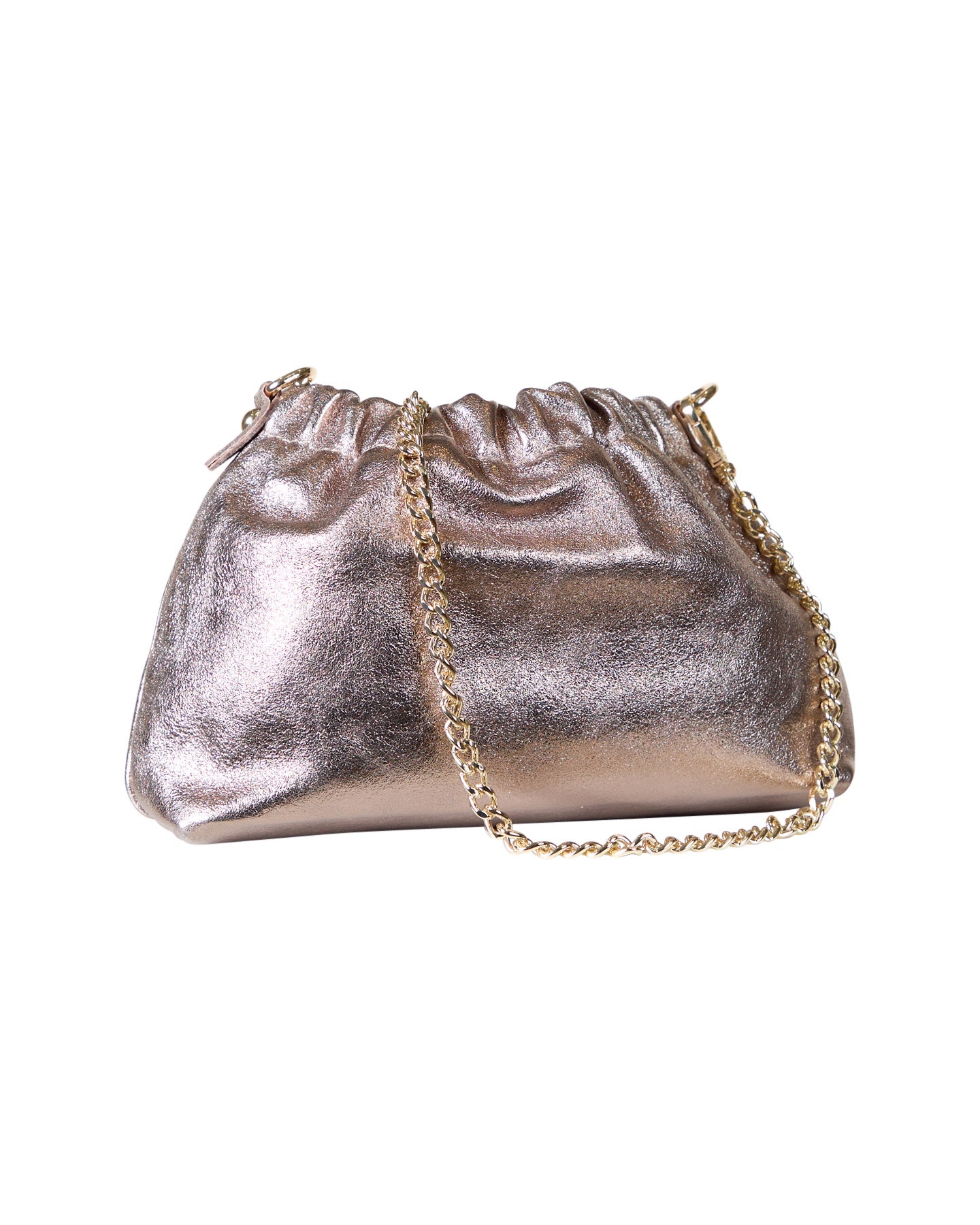 Rose Gold Metallic Gathered Evening Clutch