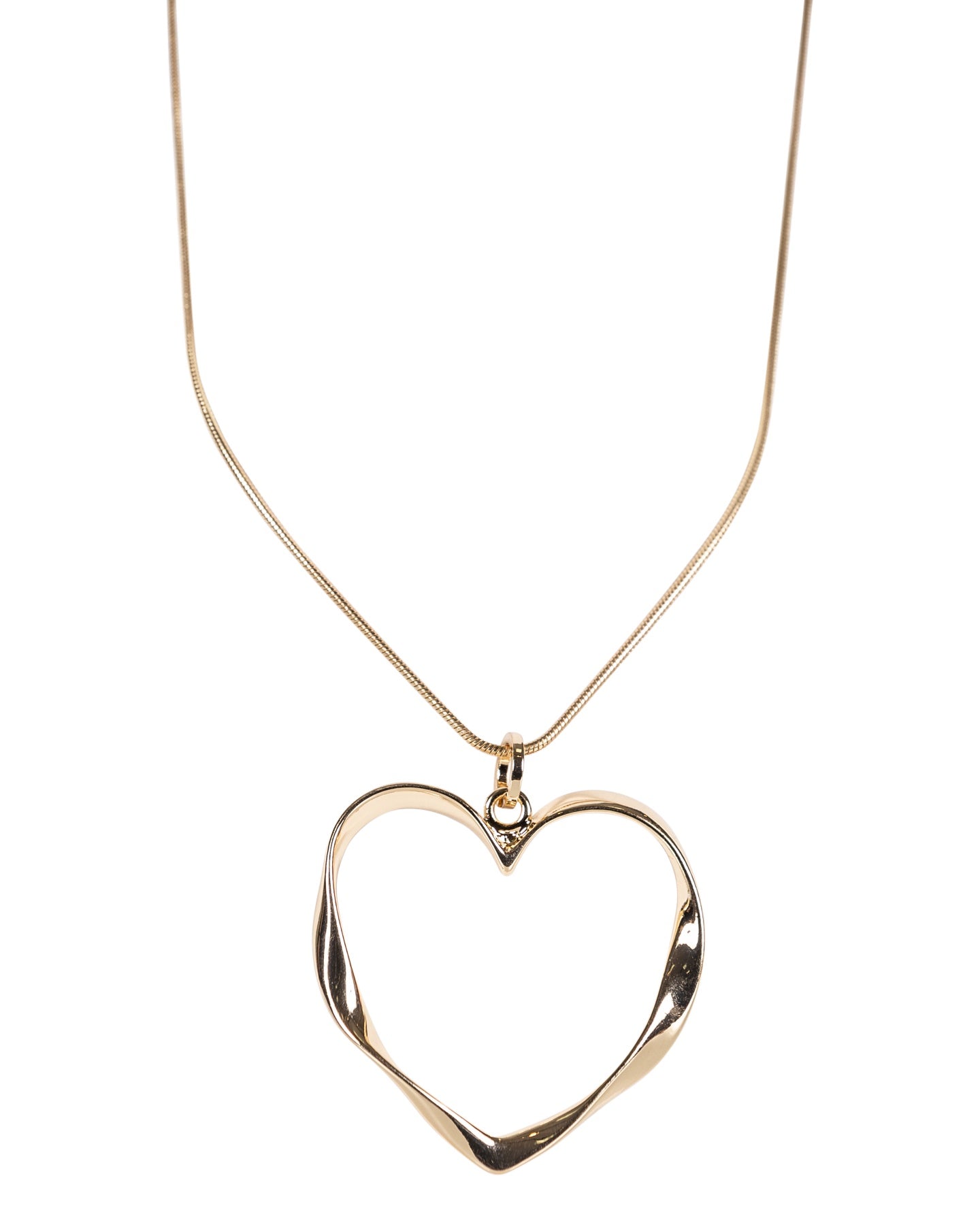 Gold Open Heart Pendant Necklace