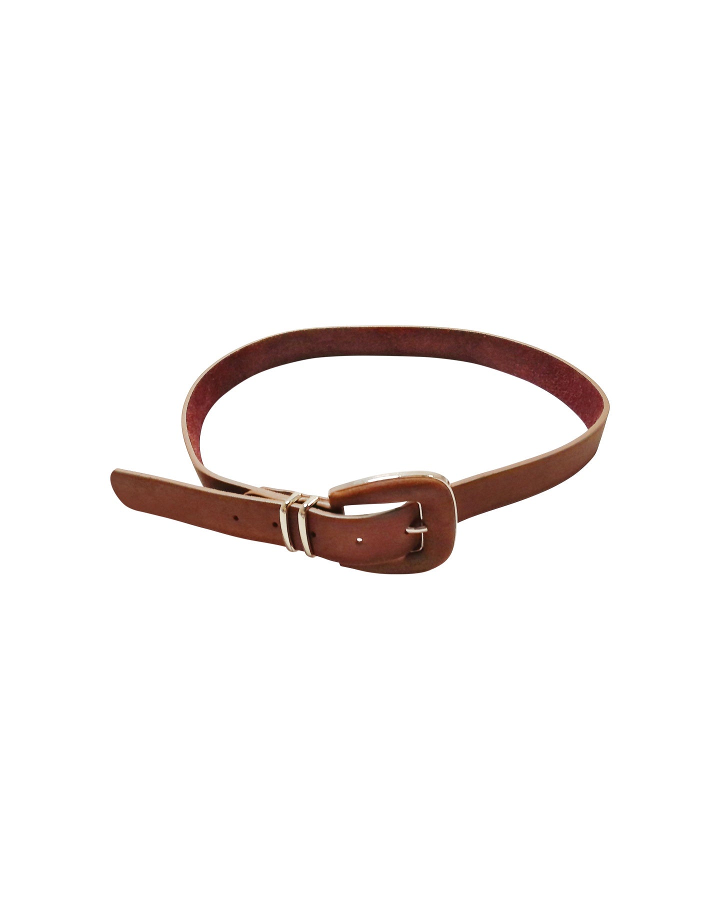 Brown Leather Belt with Gold Buckle