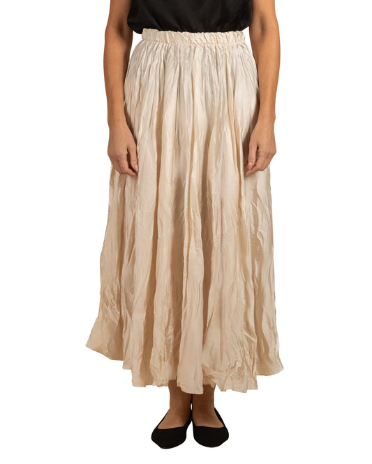 Beige Pull On CriNeckle Maxi Skirt