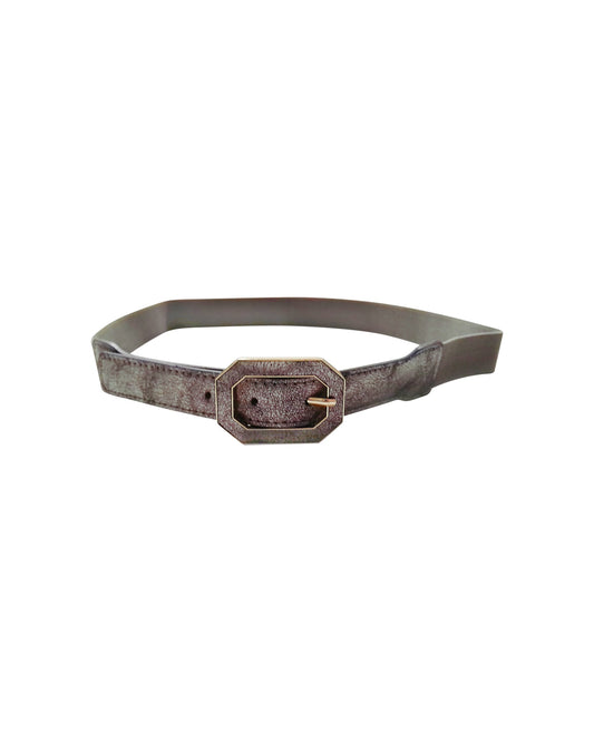 Octagonal Gold Buckle Silver Belt