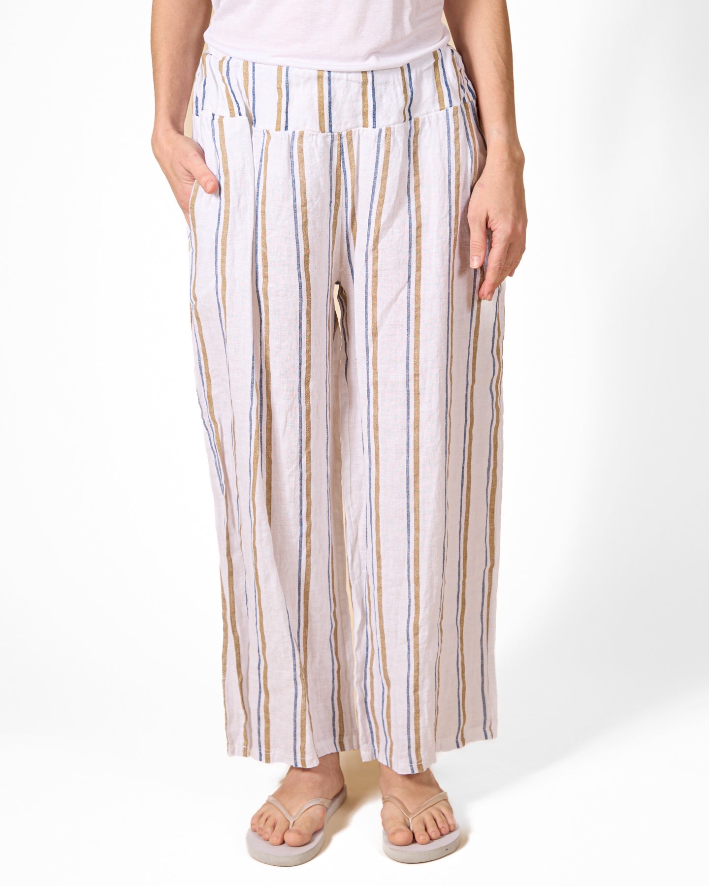 White Pull-On Stripe Pants