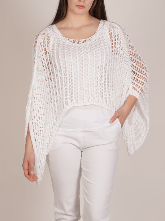 White Loose Knit Cropped Bolero Sweater