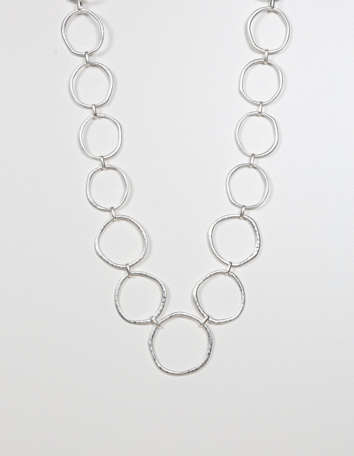 Silver Necklace with Organic Circle Links