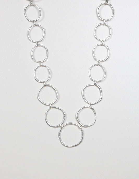Silver Necklace with Organic Circle Links