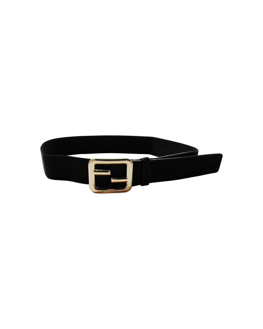 Ceinture à Boucle en Daim Noir
