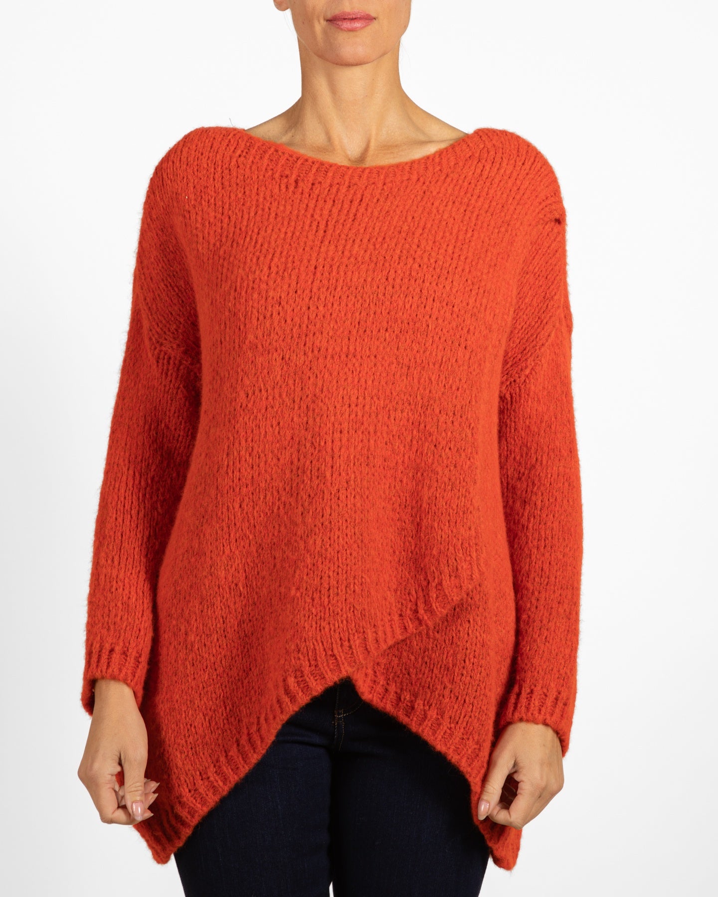 Ruby Scoop Neck Drop Shoulder Hi Low Sweater