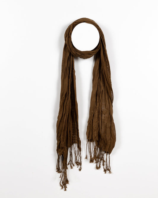 Lightweight Dark Khaki Crinkle Solid Color Scarf