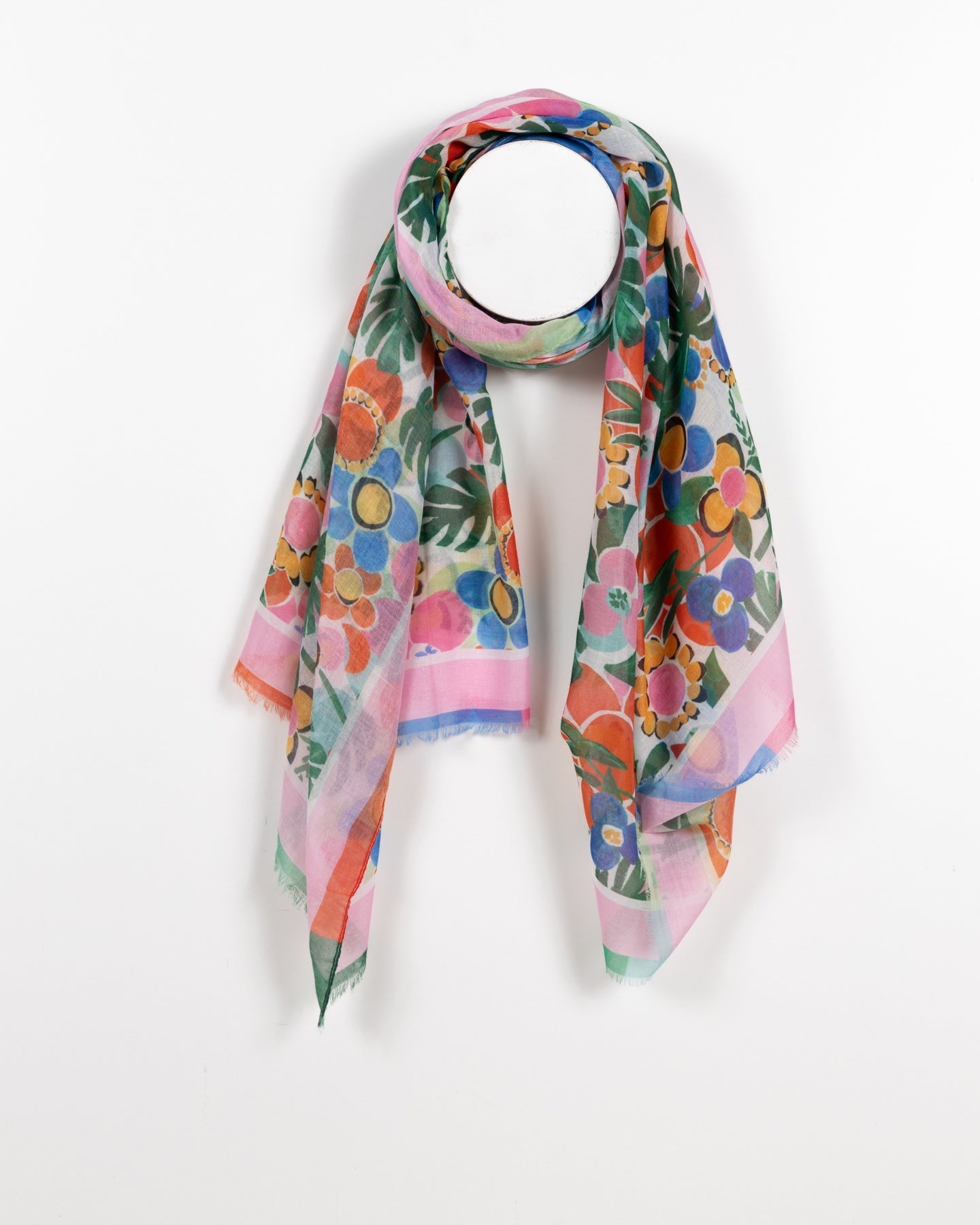Écharpe transparente à motif floral éclatant