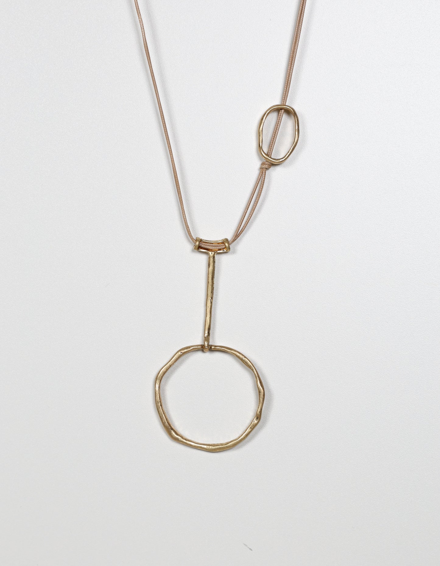 Gold Cord Necklace with Abstract Geometric Circle Details