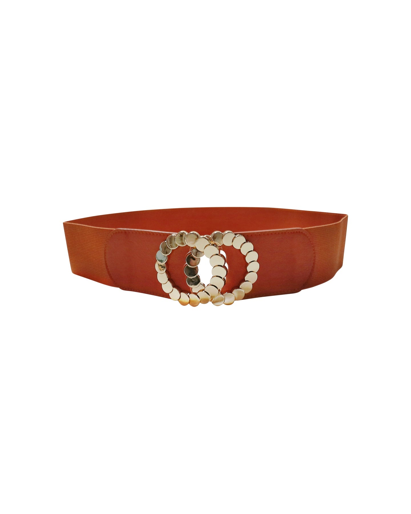 Orange Elastic Belt with Gold Double Buckle