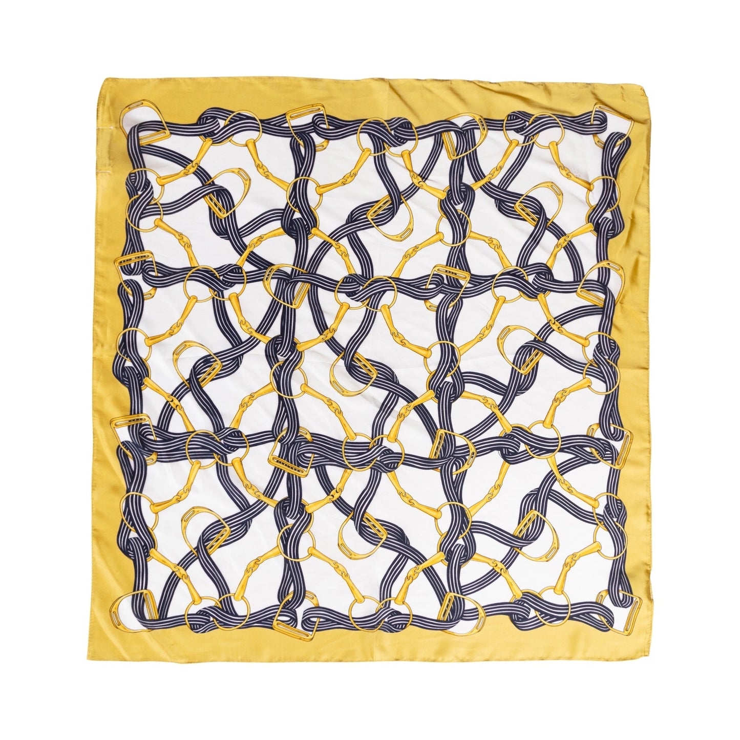 Écharpe carrée décorative à motif équestre jaune