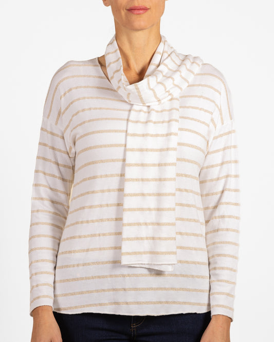 Ivory 2 Pc Lurex Stripe Pullover