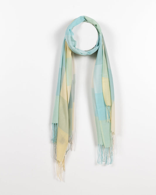 Mint, Yellow, and Cream Sheer Checkered Scarf