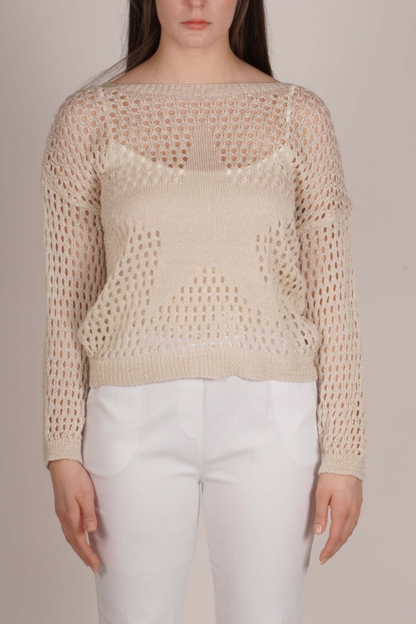 Pull Sand à Manches Longues, Col Bateau, Étoiles sur le Devant