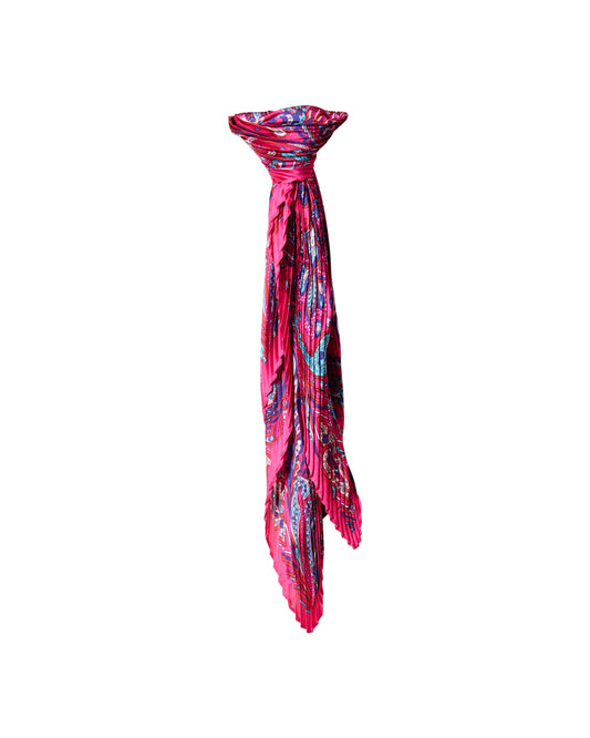 Hot Pink Paisley Square Crinkle Decorative Scarf