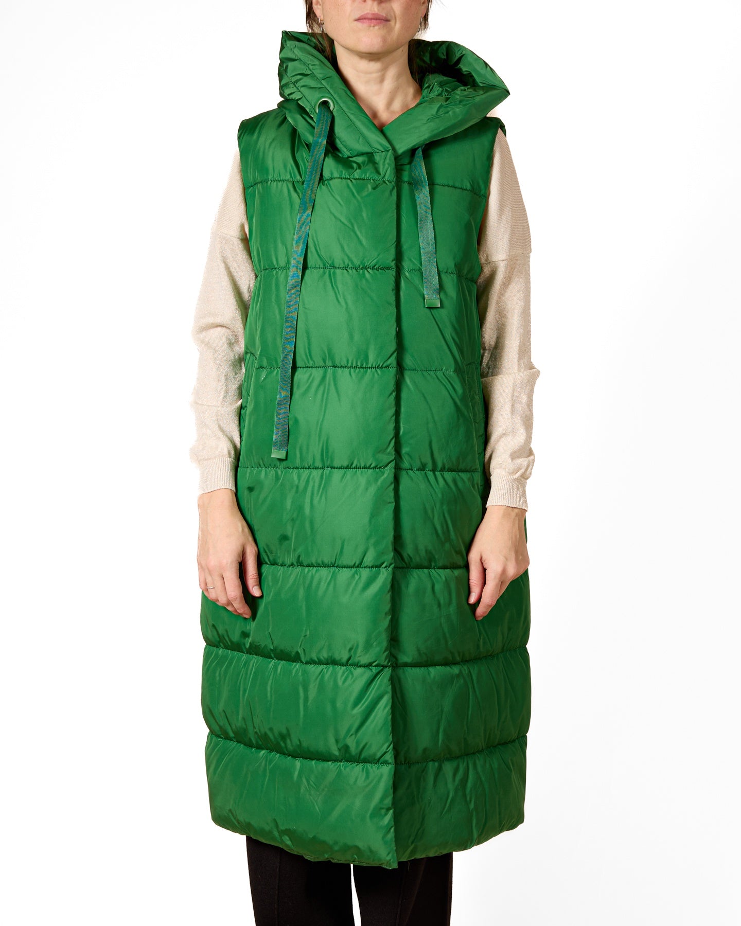 Classic Green Hooded Longline Puffer Vest