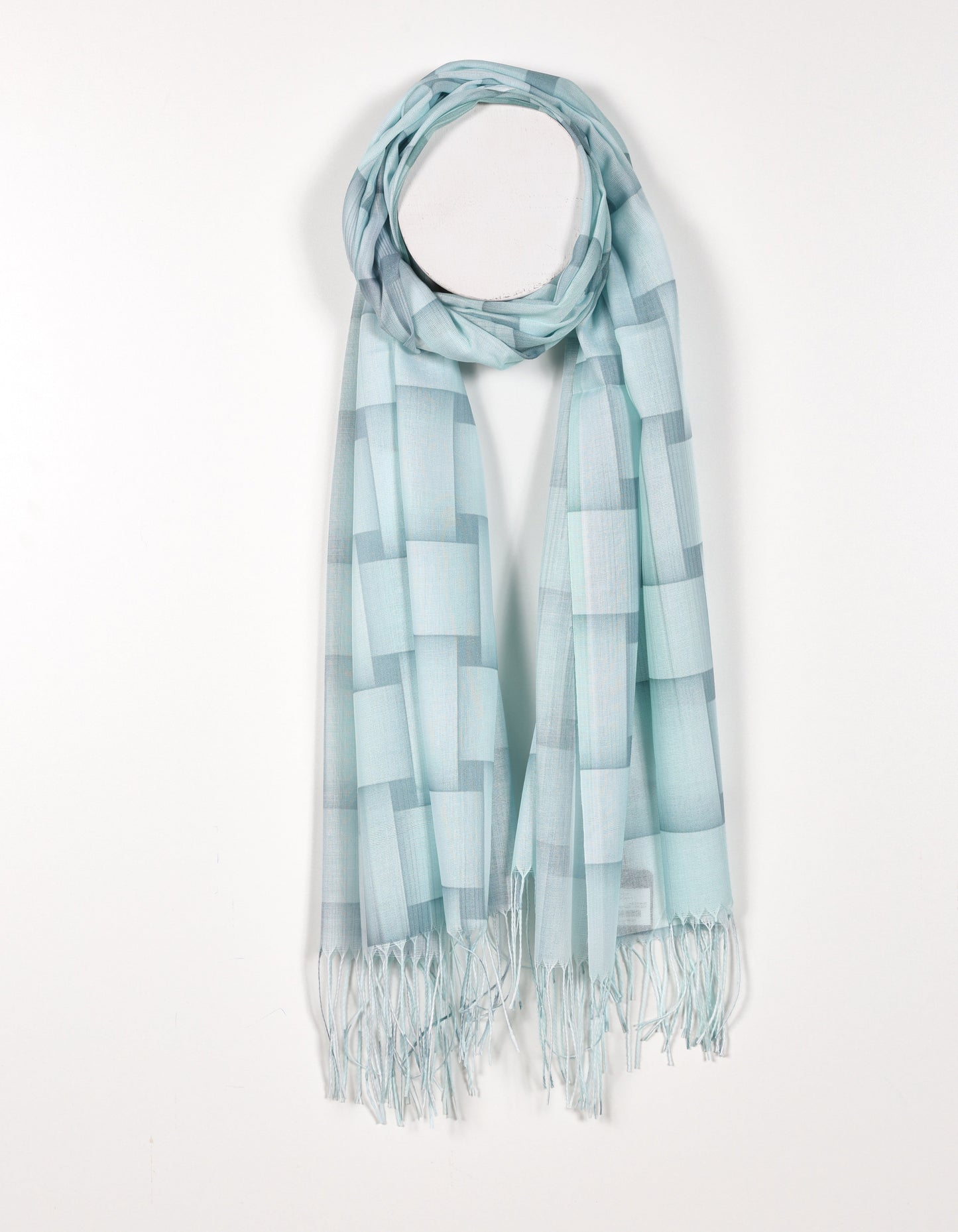 Green Pastel Basketweave Print Scarf