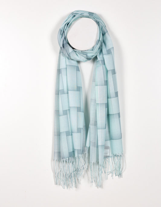 Green Pastel Basketweave Print Scarf