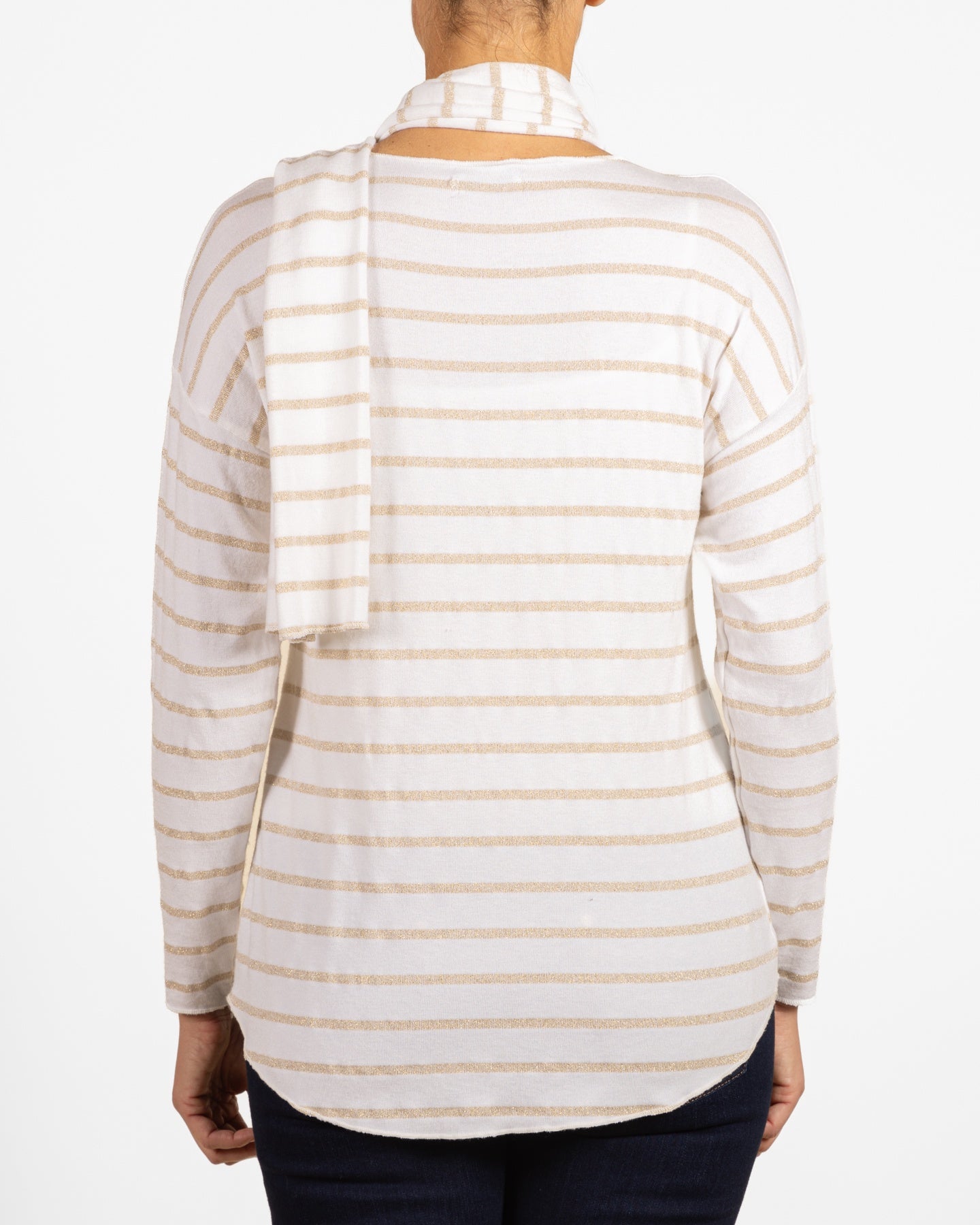 Ivory 2 Pc Lurex Stripe Pullover