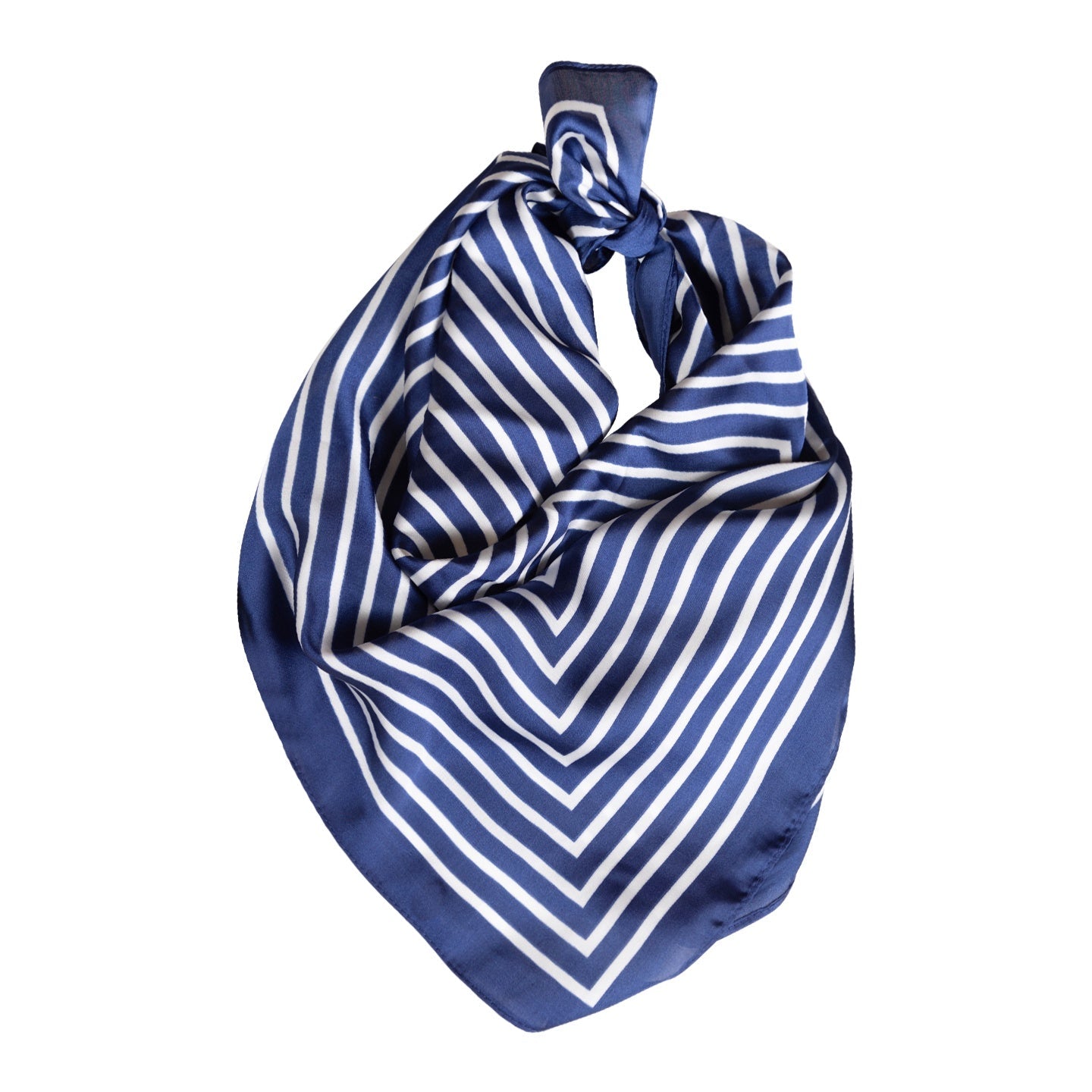 Écharpe carrée décorative à rayures nautiques bleu marine