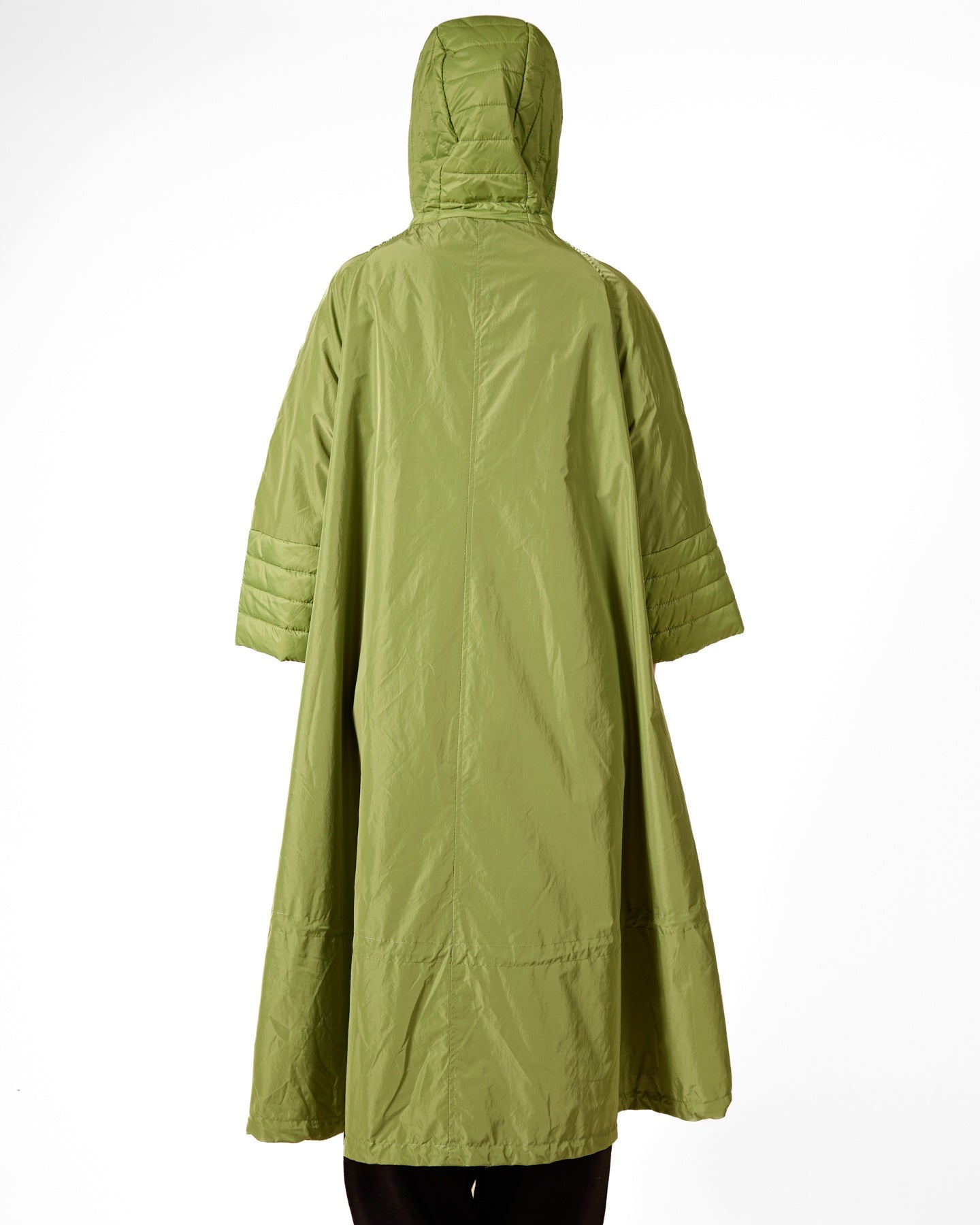 Chartreuse High-Low Hem Zippered Jacket with 3/4 Sleeves and Pockets