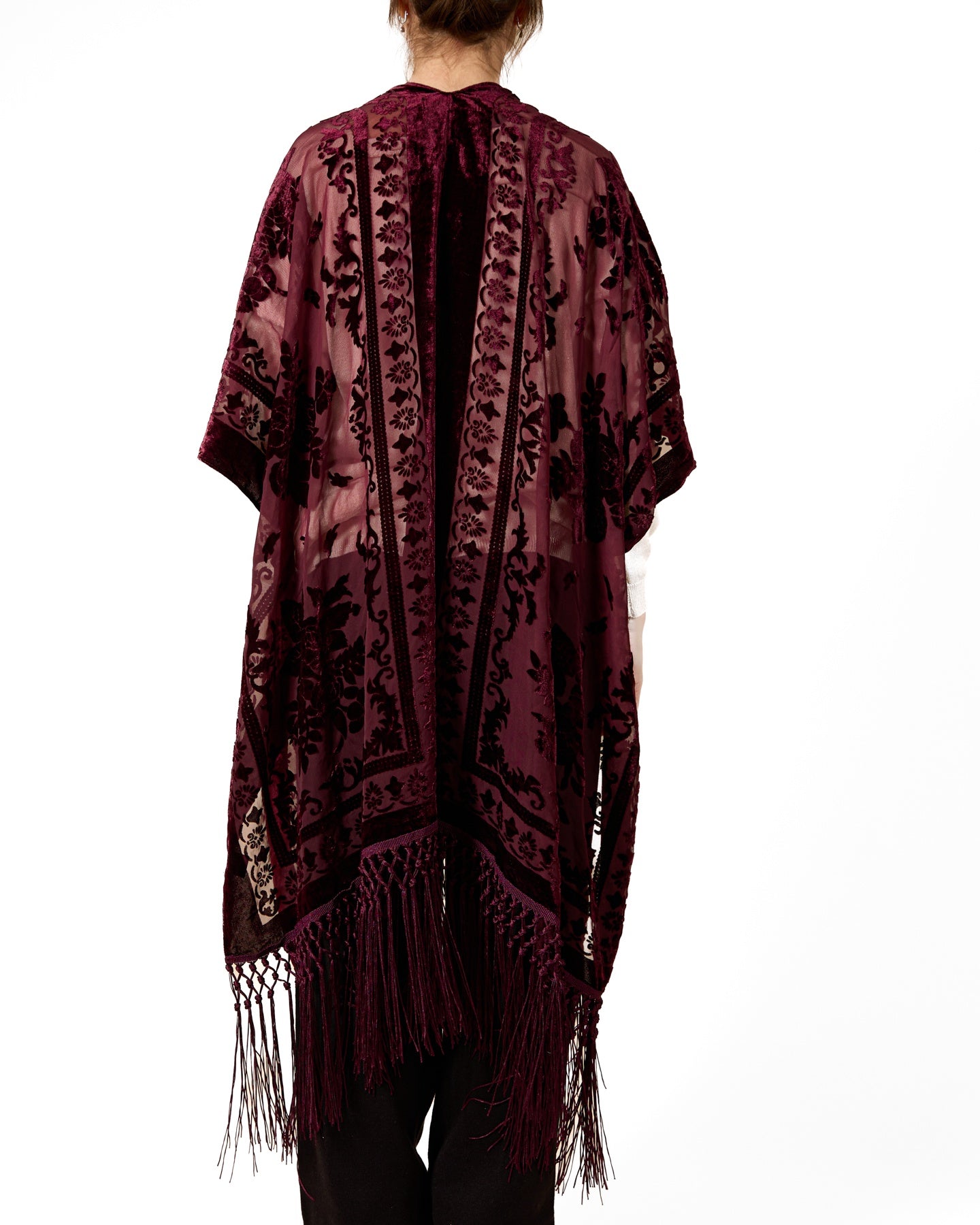 Velvet Kimono - Burgundy