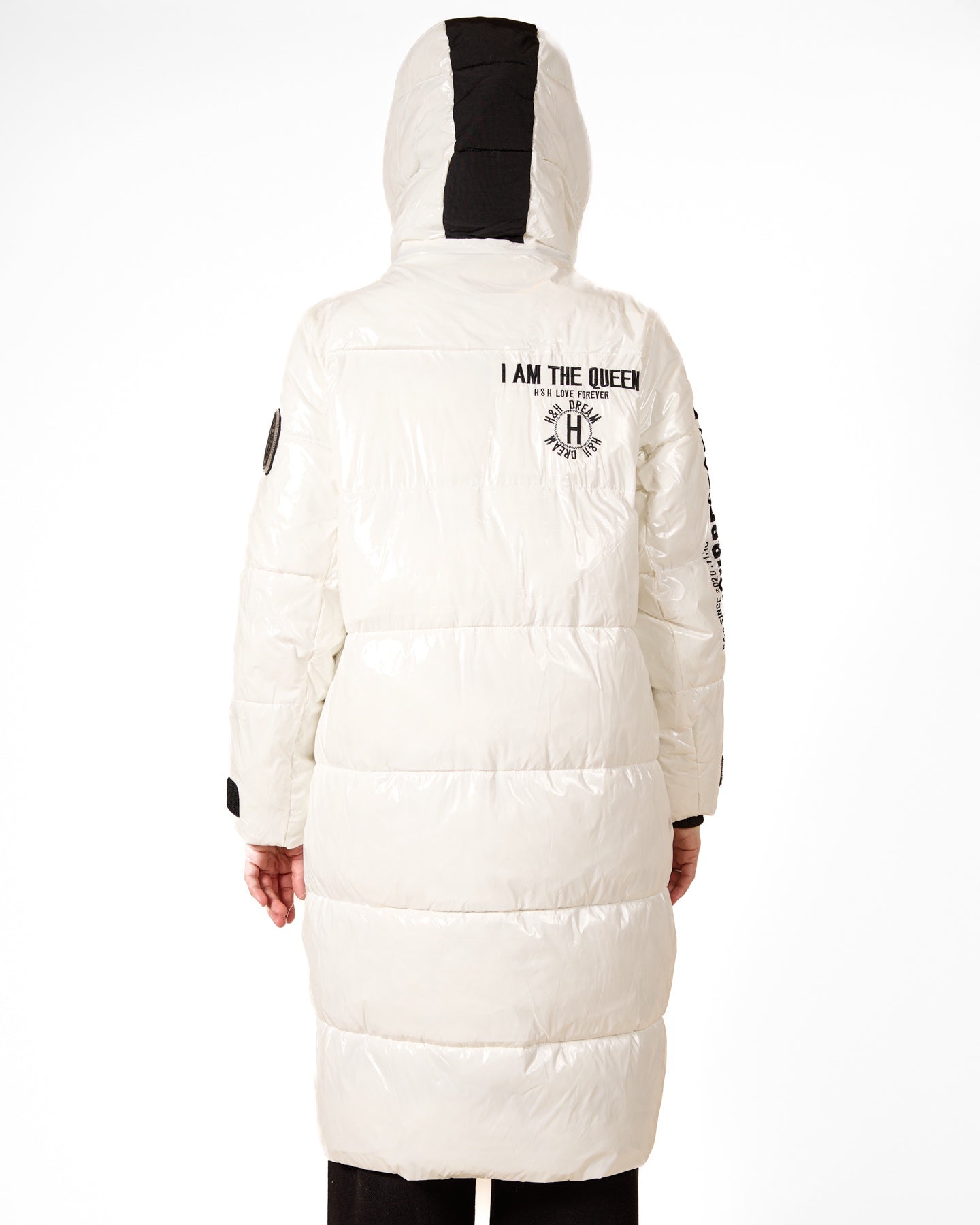 White Cargo Pocket Long Puffer Coat